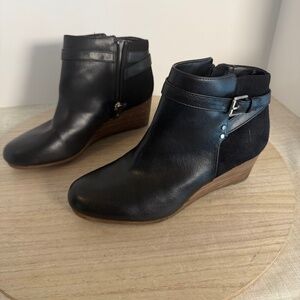 Dr. Scholl's Women’s Black Wedge Ankle Boots Zip Buckle Comfort Size 8M